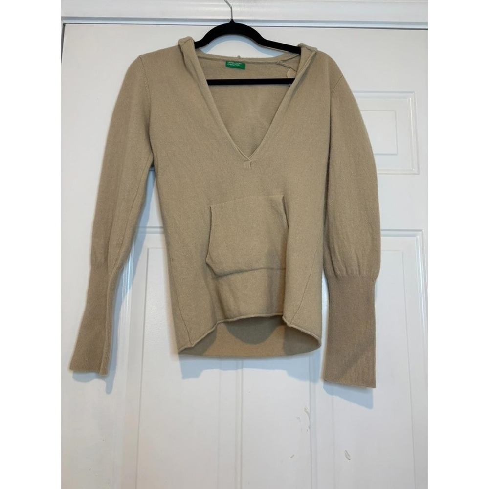 Vintage United Colors of Benetton sz S beige hooded sweater #1730 no sz tag